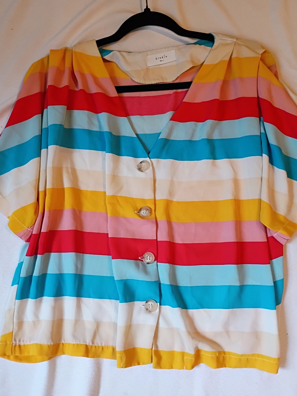 Elodie Rainbow Striped Slightly Cropped Blouse